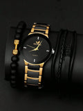 3-piece Women's Watch Fashion Watch Women's Versatile High end Women's Watch Women's Watch Set Qme black No