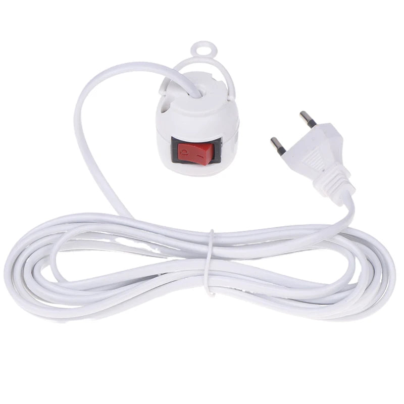 EU Plug 4M Power Cord Cables E27 Lamp Base Holder Switch Pendant Led Qme