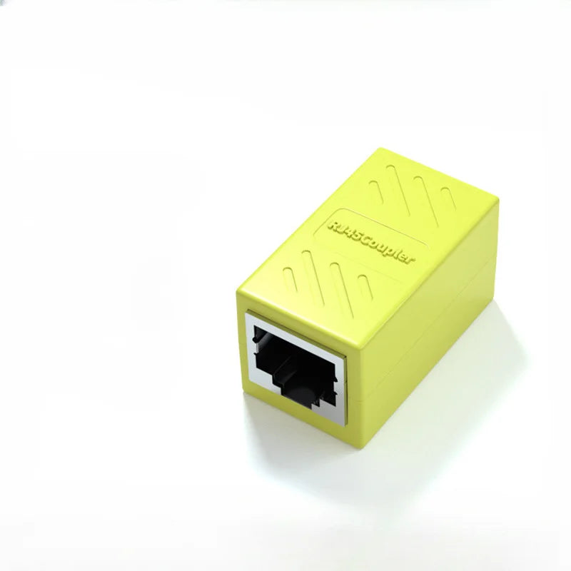 10pcs Black Ethernet Adapter Lan Cable Extender Splitter for Internet Connection Cat5 RJ45 Splitter Coupler Contact Modular Plug Qme yellow
