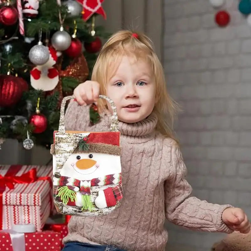 Cute Supports Bags Christmas Cartoon Holiday Goodie Bag Portable Tote Qme