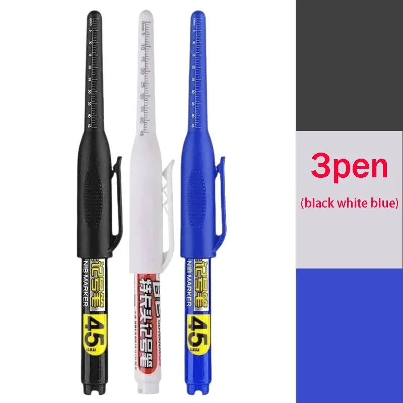 1-40Pcs 45mm Waterproof Deep Hole Marker Pens Long Nib Head Carpenter Pen Black White Ink for Multi-Purpose Woodworking Tools Qme mix pen 3pcs-C