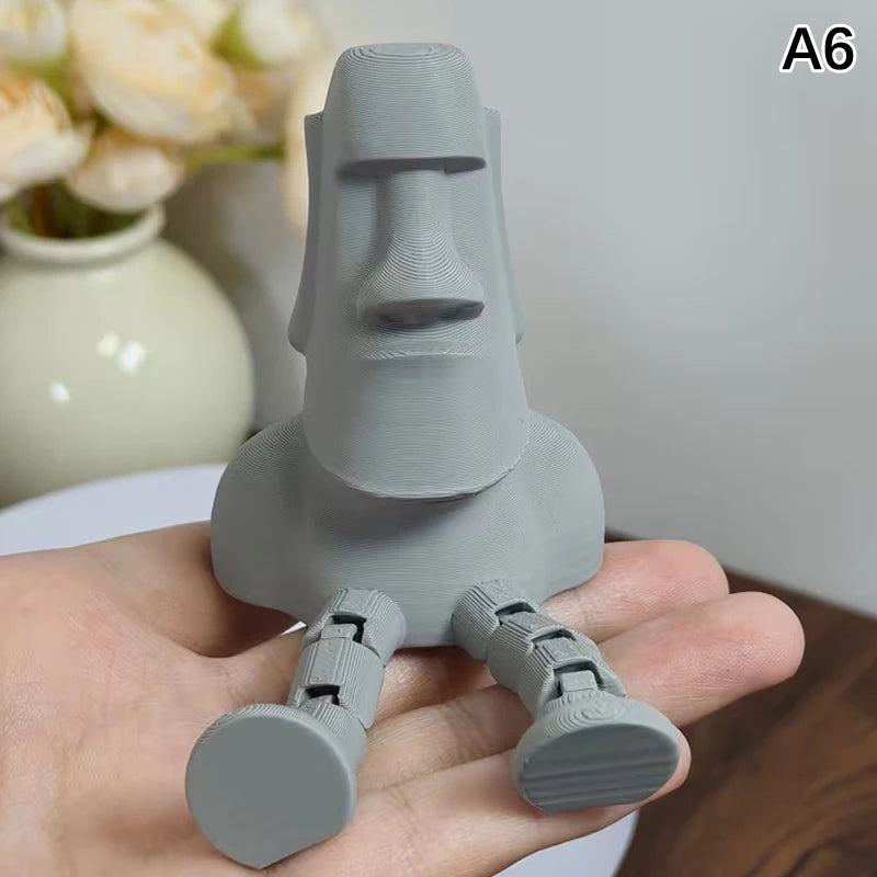 Island Moai Ornament Movable Joints Collectible Figurine Home Desk Qme A6