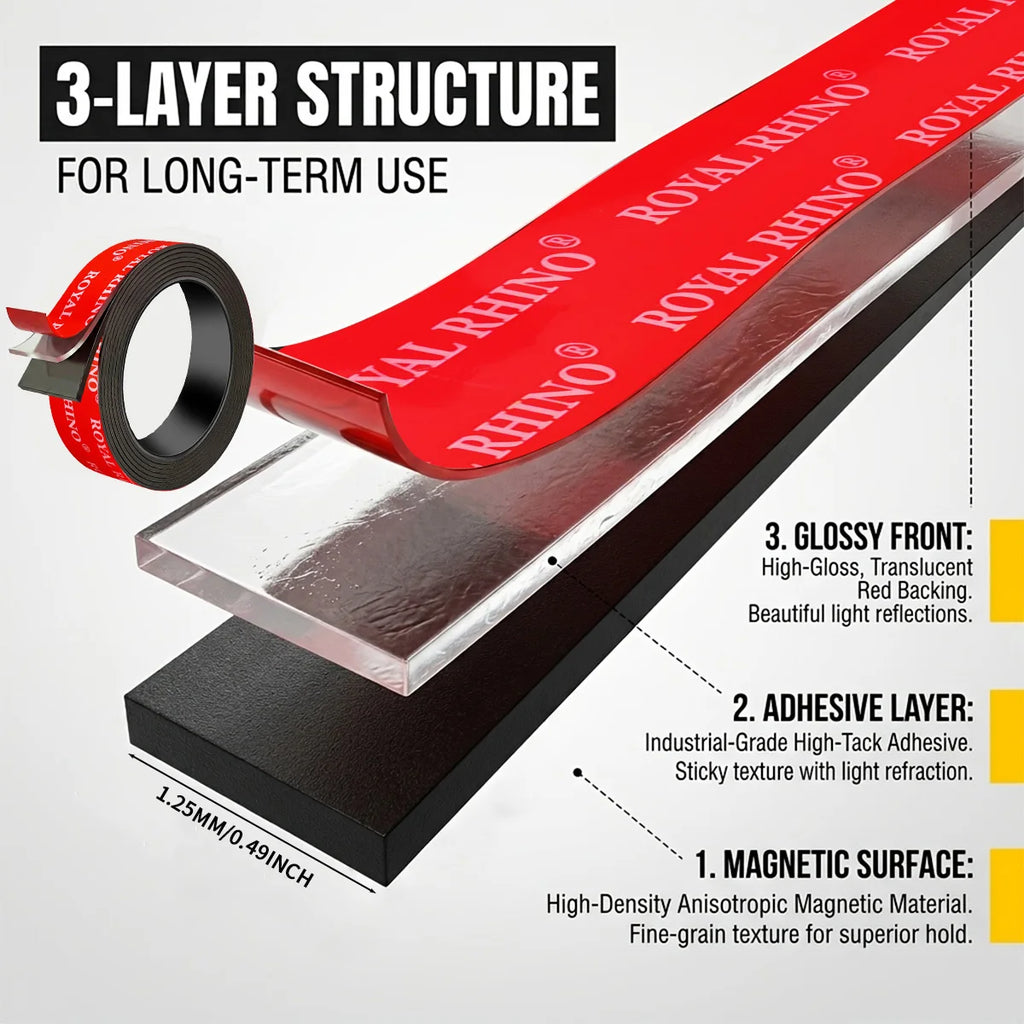Self Adhesive Magnetic Tape Cuttable Rubber 2.5mm thick Magnetic Strip For Fridge Wall DIY Photo Poster Fixing Tape Home Office Qme