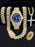 Diamond studded Roman style fashion watch with calendar for women, women's watch set for women Qme Bronze