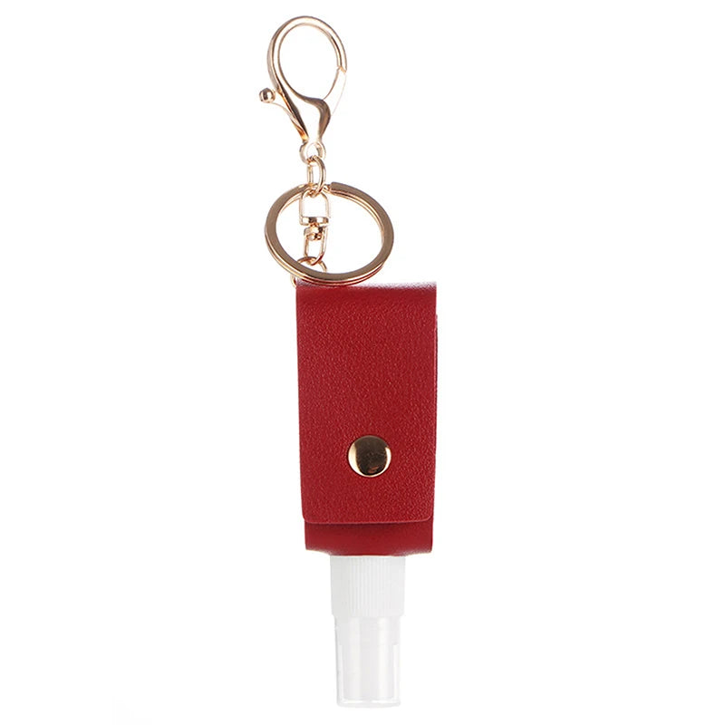 Hand Sanitizer Bottle Mini Hands Hydroalcoholic Gel PU Leather Qme Red