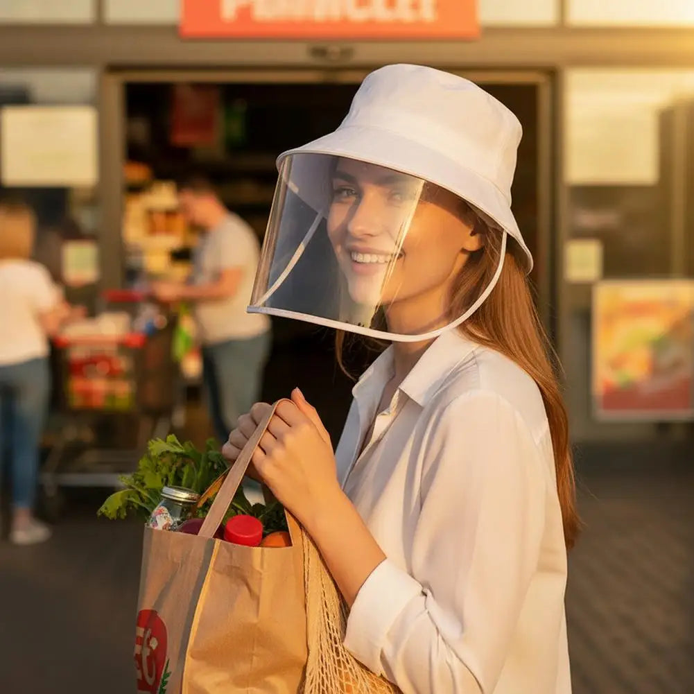 Dust-proof Windproof Cap Stylish Bucket Hat Protective Face Mask Men Qme