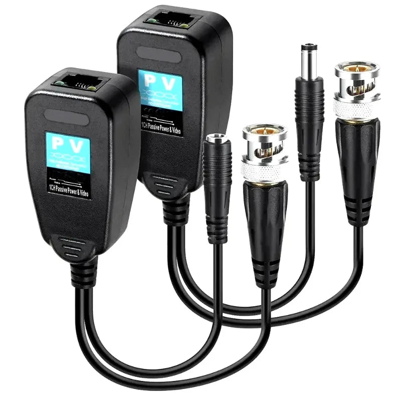 3pcs Passive RJ45 CCTV Video Transceiver Coax BNC Supply Power Connectors For HDCVI HDTVI AHD Analog High Definition Camera Qme