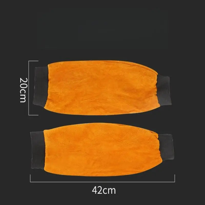1 Pair Portable Welding Arm Guard PU Leather Welding Sleeves Heat Resistant Flame Retardant Arm Protection For Industrial Work Qme