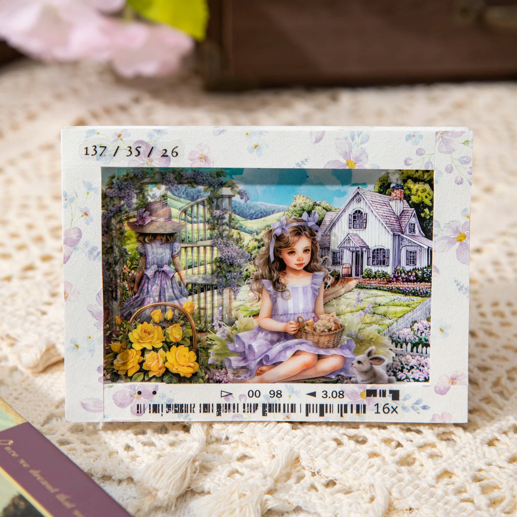 20 Sheets/Bag Childhood Time Retro Theme PET Stickers for Scrapbooking DIY Photo Album Collage Decoration Materials Qme