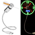 Adjustable USB Fan Gadget Small Flexible Fan LED Light USB Fan Time Clock Desktop Clock Cool Gadget Time Display Qme Default Title