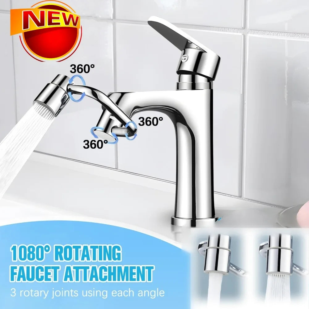 New 1080° Swivel Kitchen Faucet Extender Spray Head Stainless Steel Splashproof 2 Mode Tap Nozzle Bubbler Sink Faucet Aerator Qme