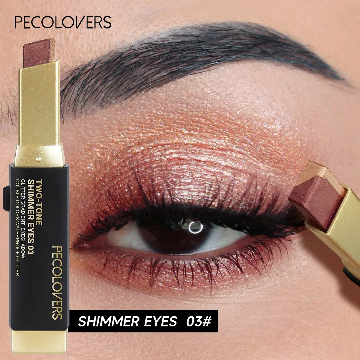 Glitter Eyeshadow Stick Push Pull Design Bright Dark Two-color Eye Qme 03