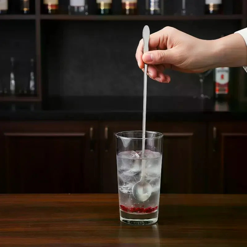 Stainless Steel Long Handle Stir Spoon Cocktails Ice Coffee Tea Qme