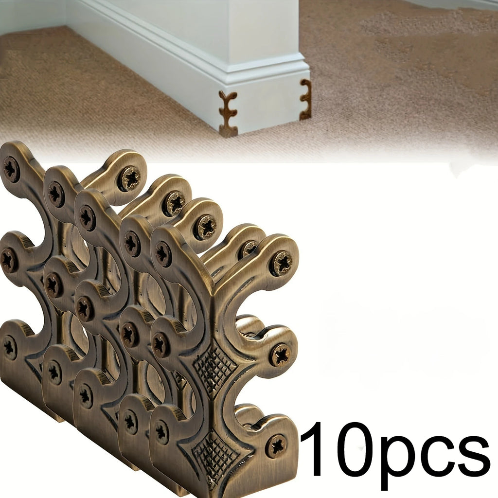 10pcs Skirting Board Corner Protective Cover, Solid Metal Corner Board Corner, Suitable for Decoration in Living Rooms, Bedrooms Qme Bronze-10pcs