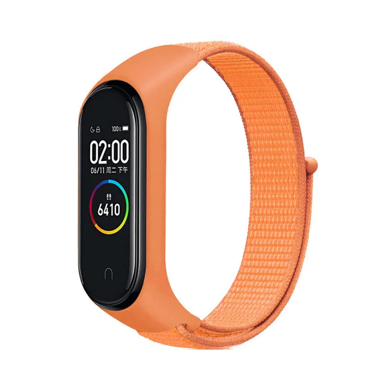 A Durable Nylon Loop Watch Strap with Freely Adjustable Velcro for Xiaomi Mi Band Fashionable Replacement Wrist Band Accessory Qme papaya Mi8 9 10