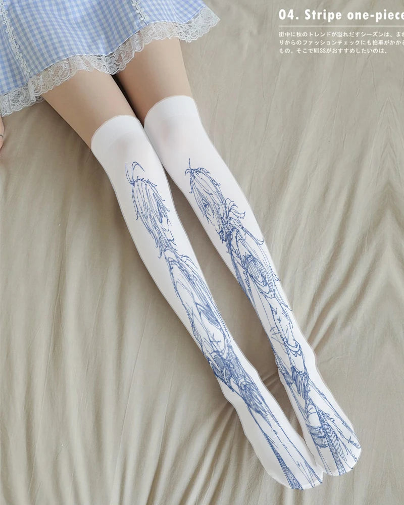 Interesting Japanese Design Women's Stockings Genshin Series Thigh Qme
