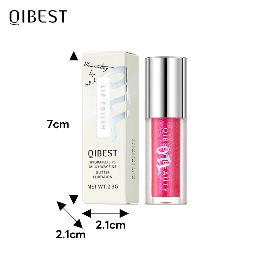 Qibest 8 Colors Moisturizing Diamond Shimmer Glitter Lip Gloss Makeup Sparkling Glitter Liquid Lipstick Pearl Lipgloss Tint Qme