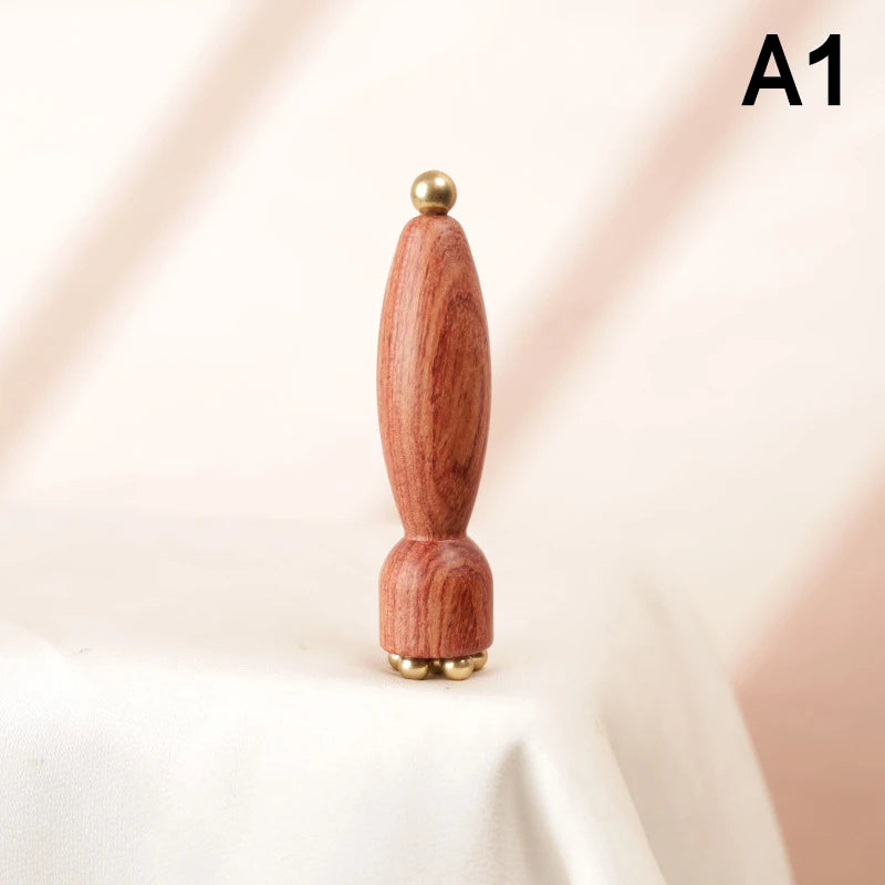 Mini Lotus Seedpod-style Gua Sha Tool Brass Wood Facial Massager Eyes Qme A1