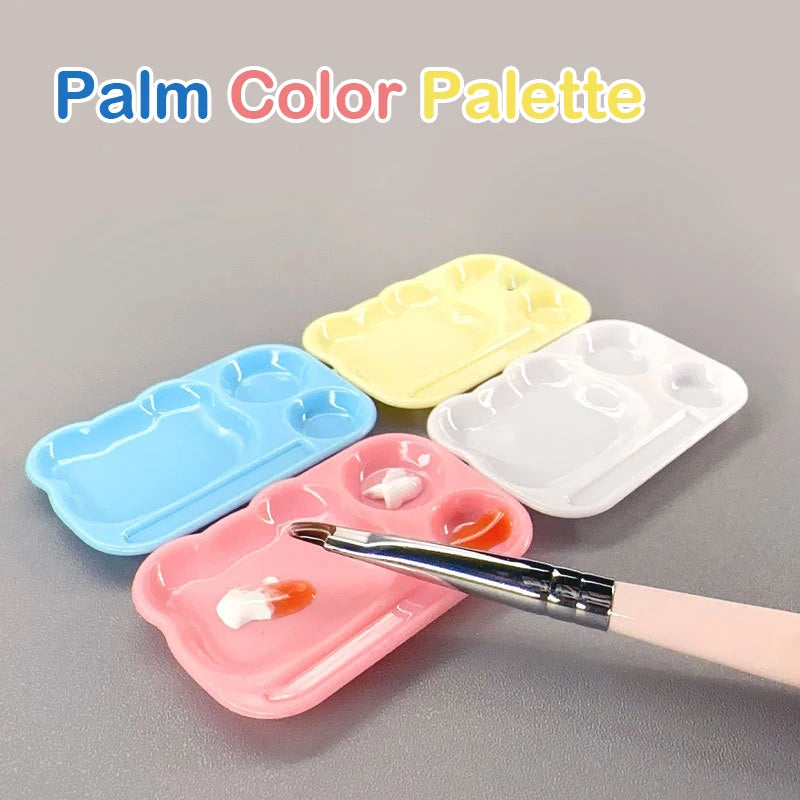Cartoon Nail Art Palette Plastic Gel Polish Mixing Tray Brush Holder Qme