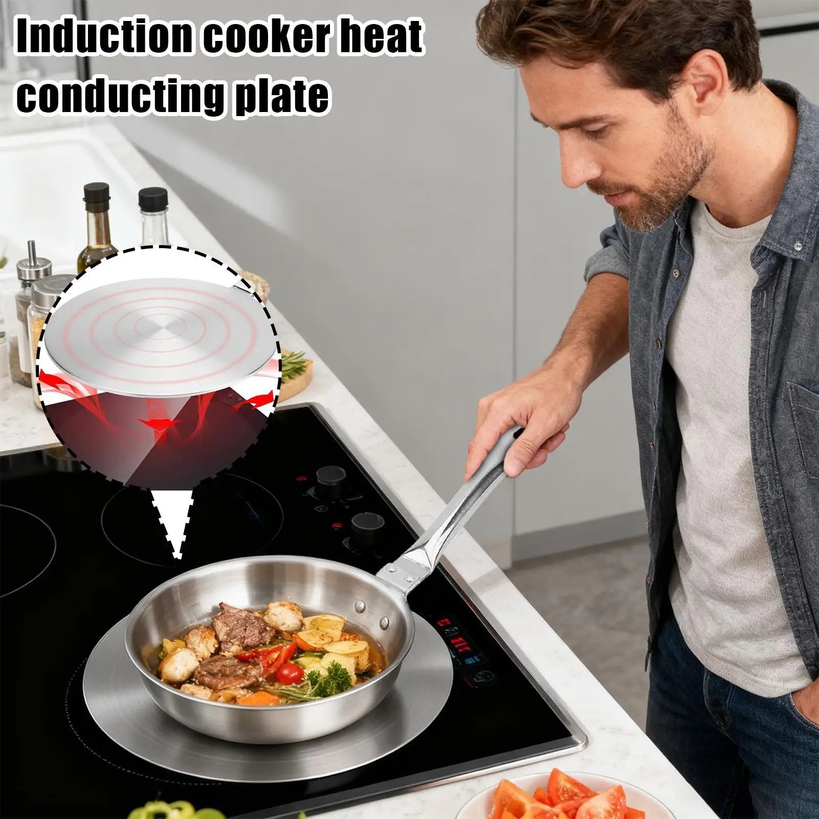 Induction Adapter Plate Even Heat Distribution Disk Diffuser Cooktop Qme