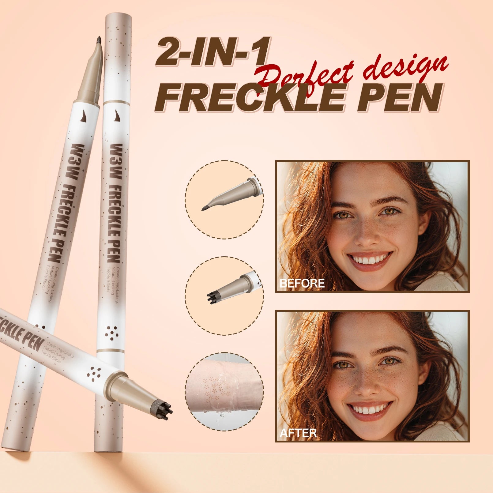 Realistic Freckle Pen, Natural Lifelike Dot Pen, Long Lasting Waterproof Sweat-proof Smudge-proof Natural Freckle Makeup Qme