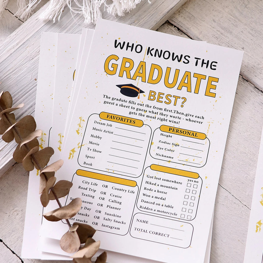 5-50Pcs Yellow Graduate Game Card Graduation Season Creative Gift Tabletop Game for Students Grad Celebration Supplies Qme