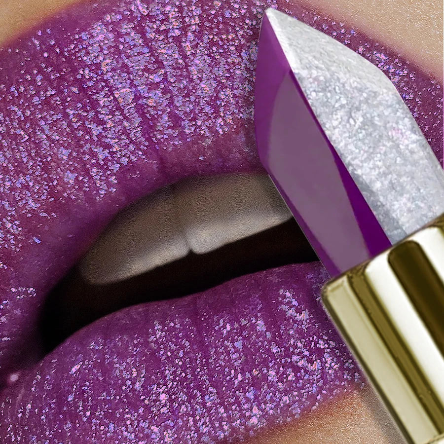 Purple Glitter Two-tone Lipstick Red Rose Moisturizing Lipsticks Qme