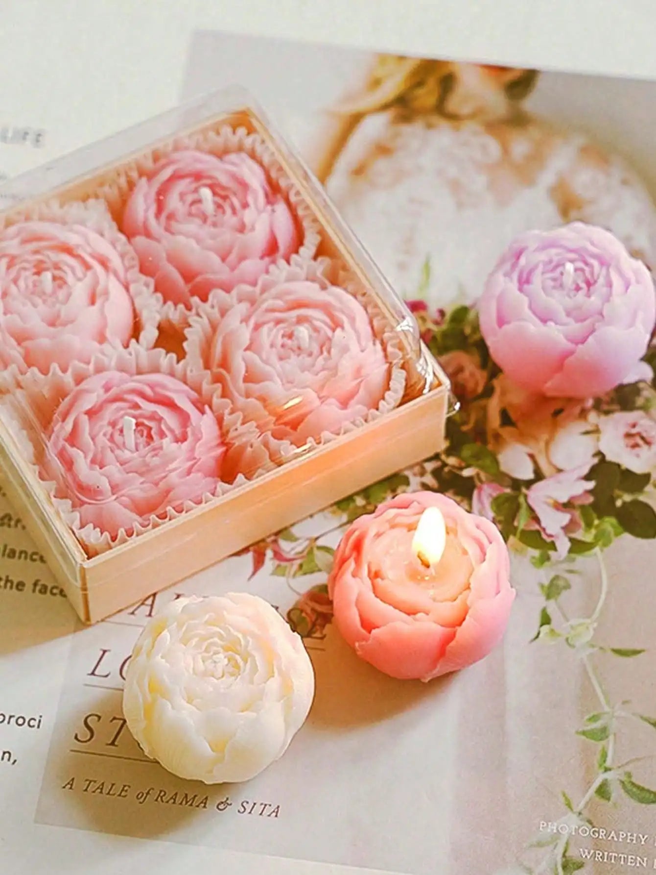 Hand Made Rose Fragrance Scented Candles Bouquet Home Decoration Qme