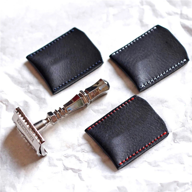Double Edge Safety Razor Head Sleeve Protective Case Leather Without Qme