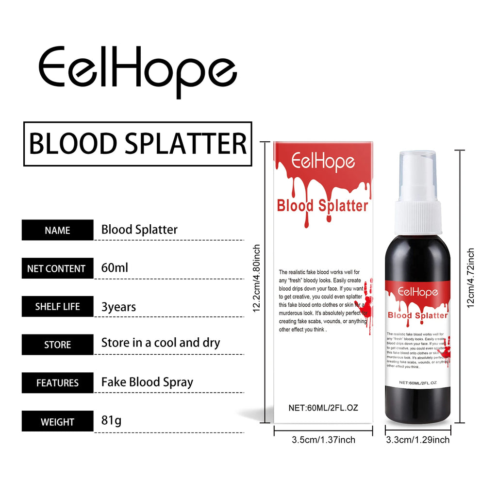 60ML 2026 Halloween Plasma Spray Blood Makeup Props Atmosphere Simulation Props Masquerade Props Make Up Festival Fake Blood Qme