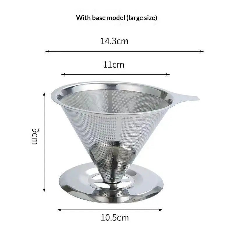 Reusable Stainless Steel Pour Over Coffee Filter Paperless Fine Mesh Qme D