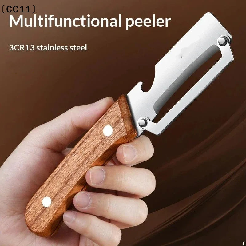 Stainless Steel Fruit Peeler 2-in-1 Bottle Opener Paring Knife Planer Qme