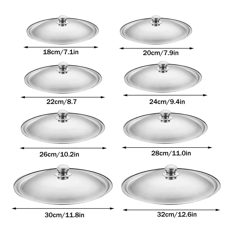 10- Stainless Steel Round Pot Lid Universal Replacement Frying Pan Qme