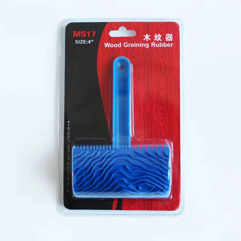 New DIY Wall Painting Machine Rubber Texture Paint Roller Furniture Imitation Wood Art Wall Painting Tools Home Decoration Qme blue
