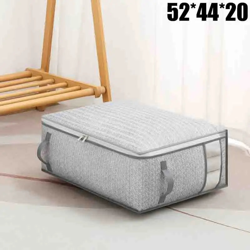 Household Anti-Humidity Cotton Quilt Large Capacity Dustproof Bag Foldable Moving Storage Bag Storage Bag with Visible Window Qme L