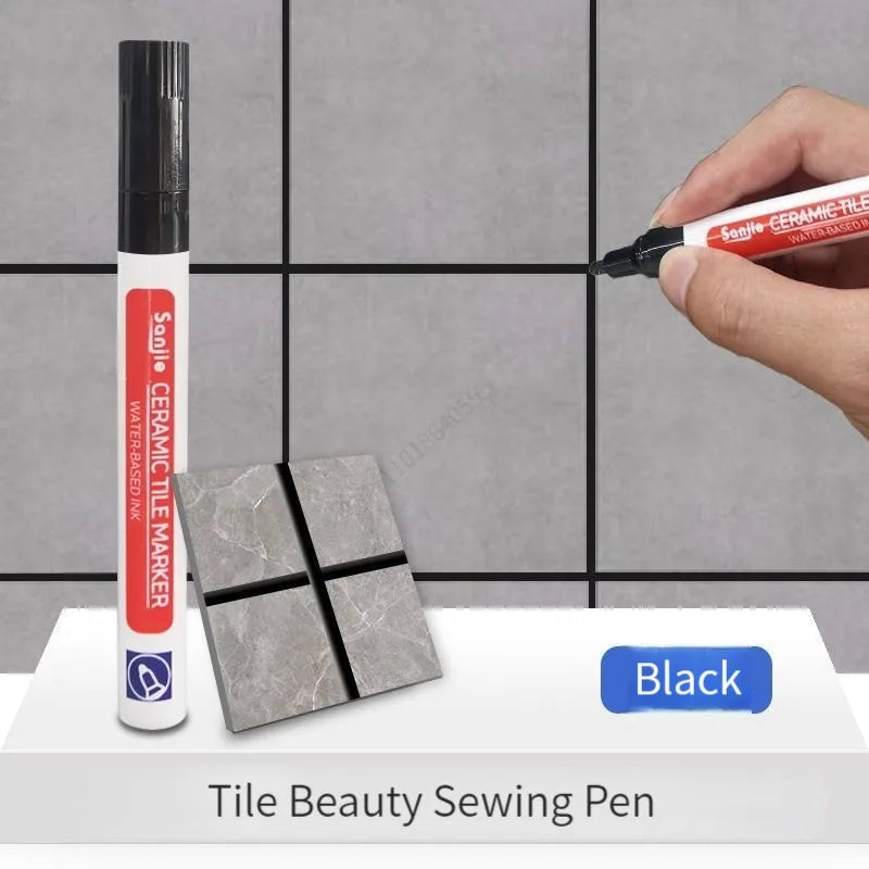 12 Color Waterproof White Grout Tile Lines Marker Pens Gaps Repair Bathroom Porcelain Filling Grout Paint and Sealer Pen Qme black