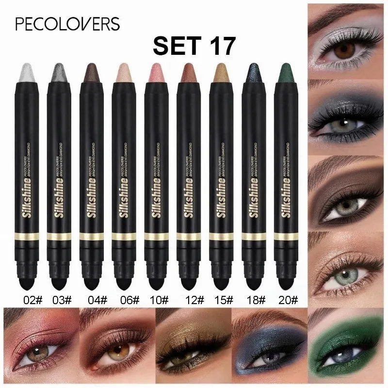 Double Head Eye Shadow Stick Highlight Brightening Fine Flash Qme SET 17