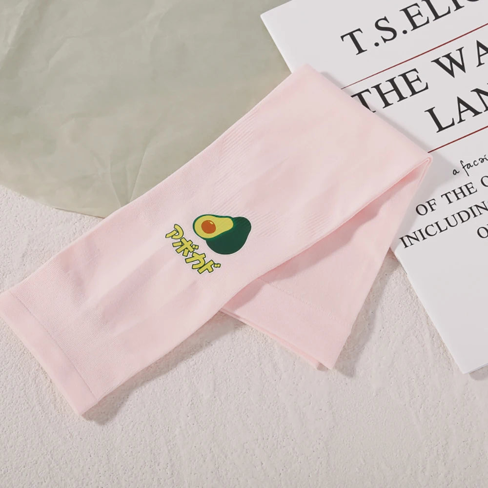 Golf Cute Avocado Driving Fruit Strawberry Sun UV Protection Ice Silk sleeve Arm Sleeves Cooling Sleeves Qme pink