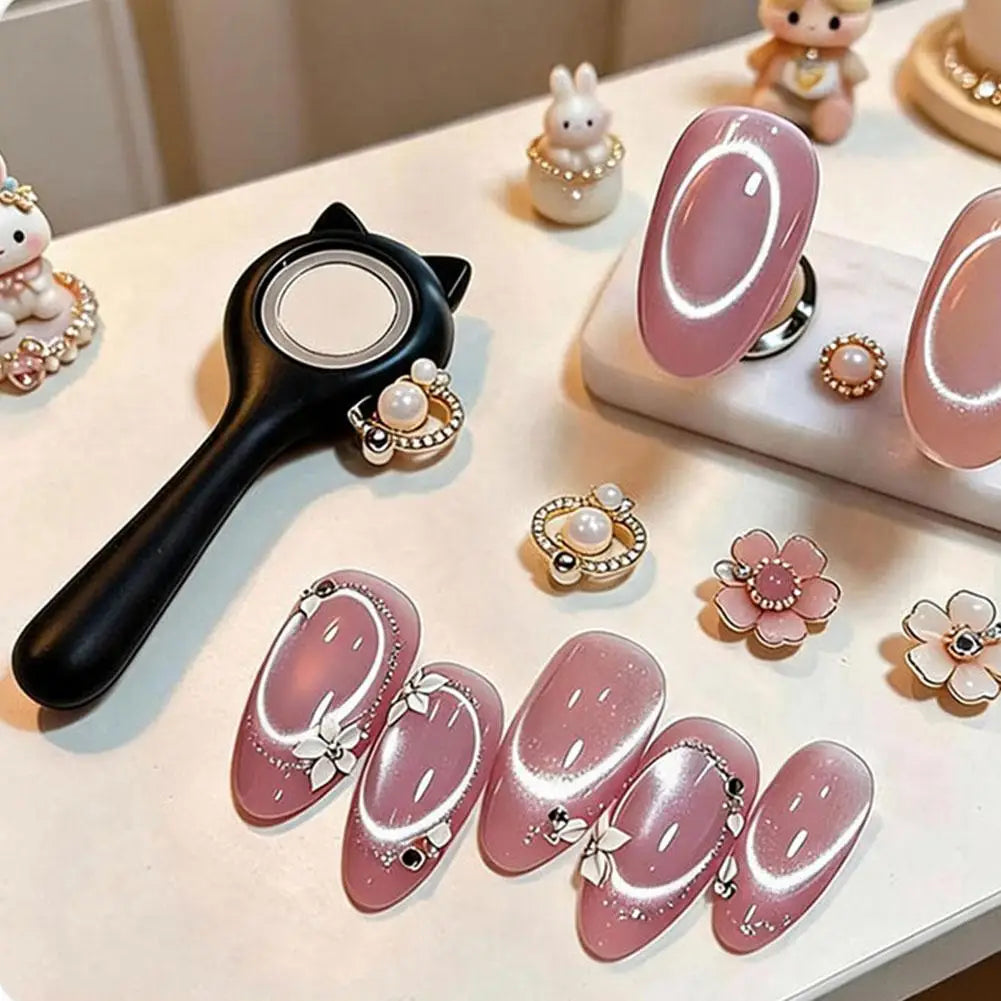 Cute Ring-shaped Cat Eye Magnet Nails Portable Hollow Circular 2-in-1 Qme