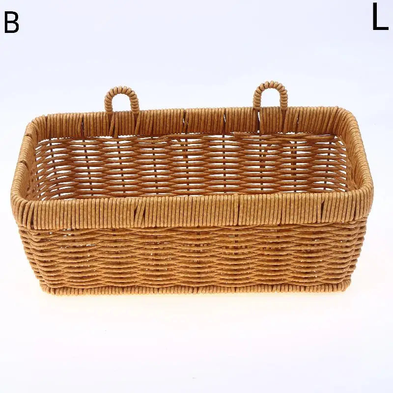 Bathroom Wall Hanging Basket Imitation Rattan Woven Ginger Garlic Egg Qme B L