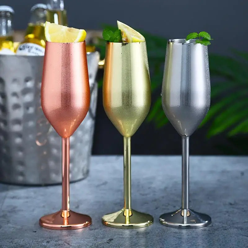 Stainless Steel Champagne Glasses Cocktail Glass Goblet Giftfor Qme