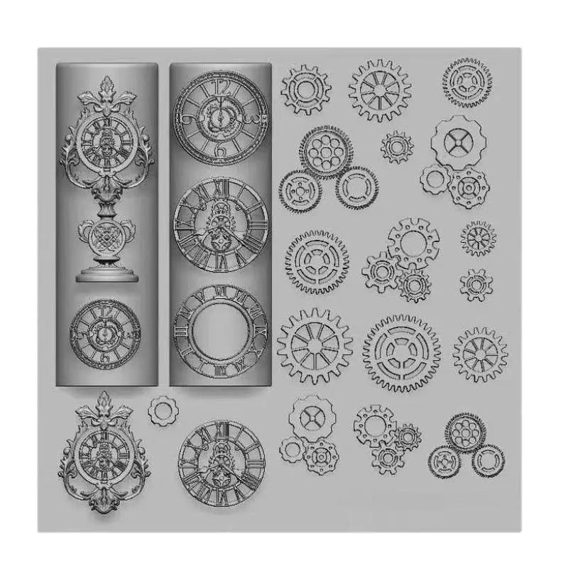 Exquisite Clock Gears 3D Silicone Nails Mold Manicure Design Tools Qme