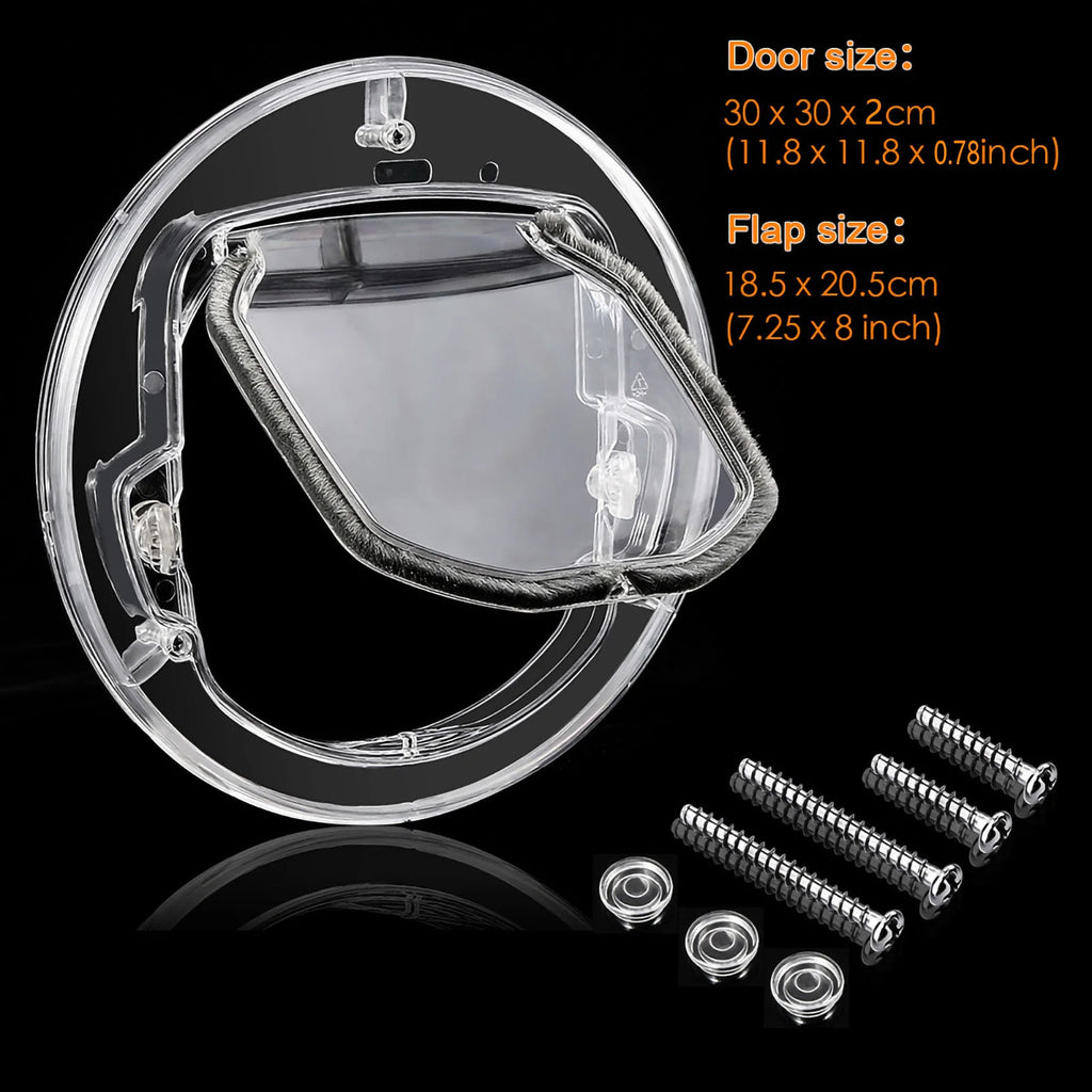 4 Way Locking Cat Flap Door Pet Access Hole Flexible Small Pet Door For Cats Small Dogs Puppy Indoor Outdoor Entry Exit Gate Qme