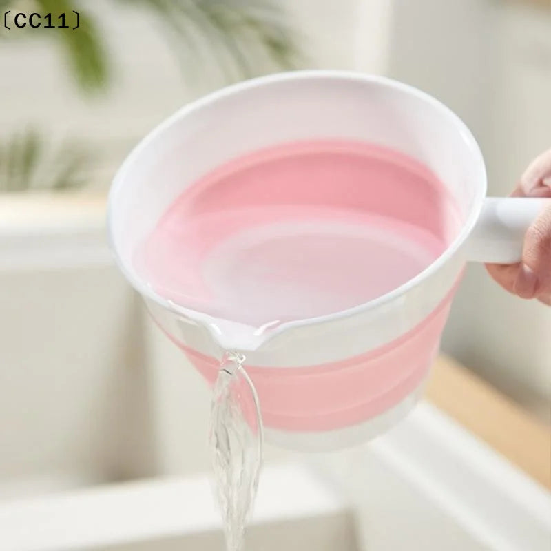 Water Scoop Collapsible Silicone Ladle Antislip Handle Pour Spout Qme