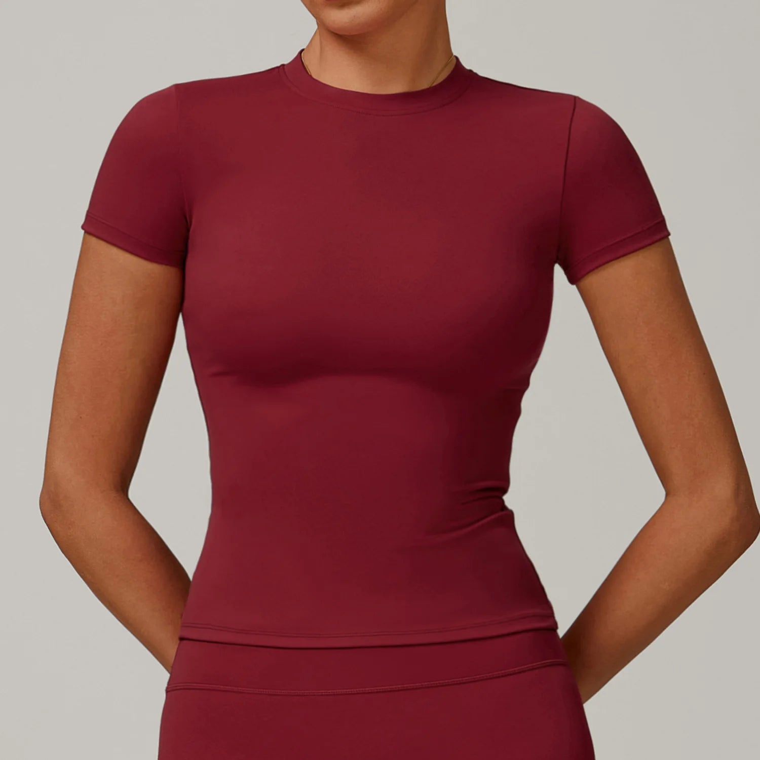 A Sports Tops Quick-drying Ladies Tank Top Fitness Running Yoga Short Sleeve Elastic Breathable Yoga T-Shirt For Women Qme Cherry red L