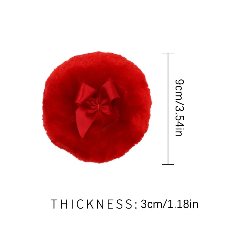 Plush Makeup Puffs Professional Bowknot Round Cosmetic Soft Fluffy Qme