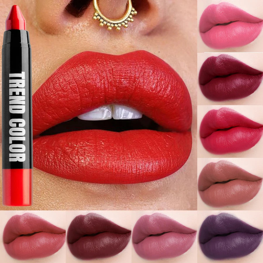 16 Nude Brown Lipliner Pen Waterproof Lipstick Sexy Red Matte Contour Qme