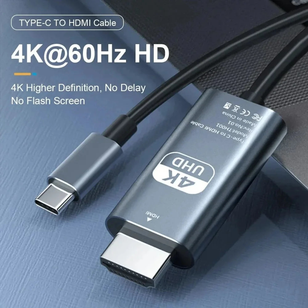 Type C To hdmi-Compatible HD Plug&Play 4K 60Hz USB C to hdmi TV Cable For Game Console Laptop Mobile Phones TV Display Converter Qme