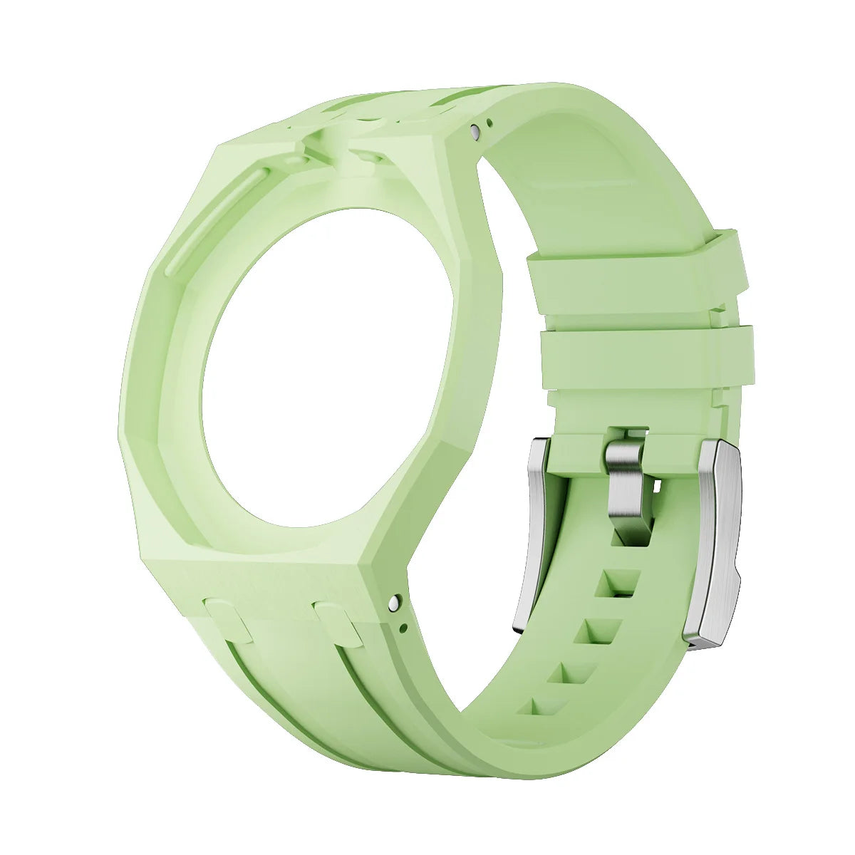 2 In 1 Strap + Case for Swatch x AP Royal Pop Pocket Watch Change to Wristwatch Ceramic+Silicone Band Wrist Strap Accessories Qme 1.Light Green -12.0