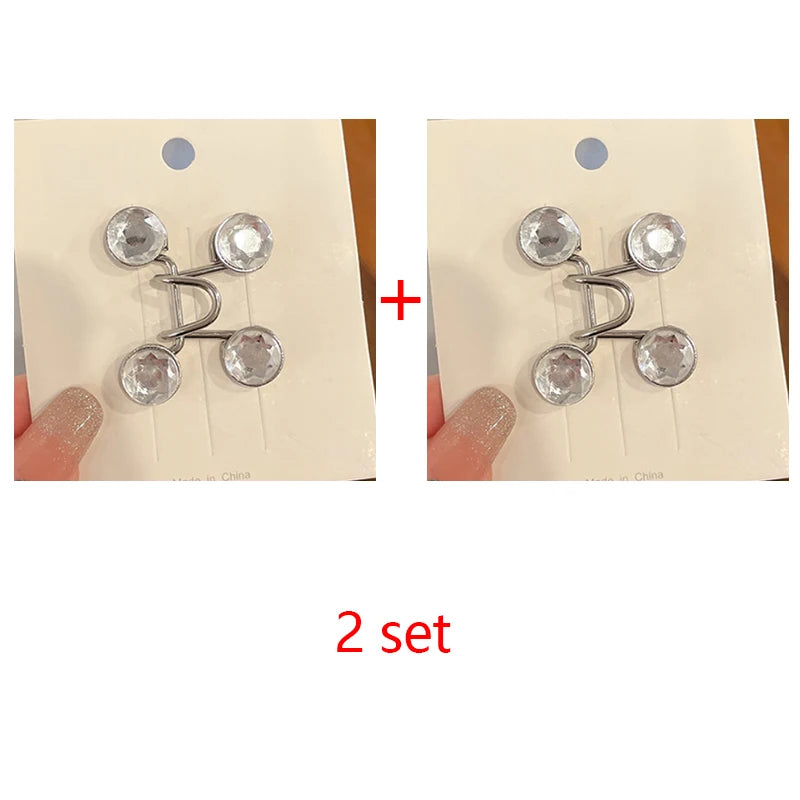 Women Skirt Pants Jeans Adjustable Waist Clip Metal Pins Clothing Qme 2SET-D